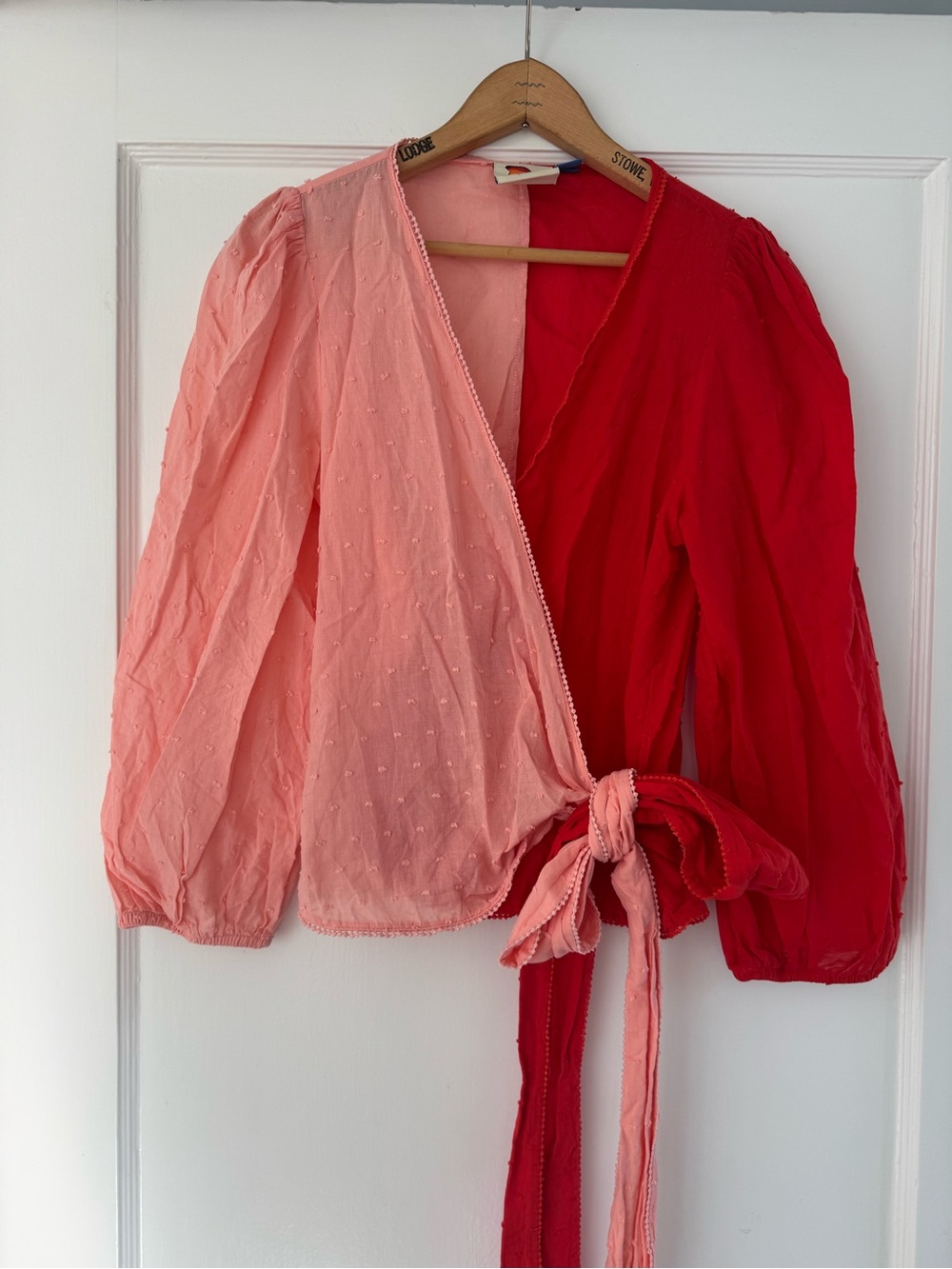 FARM Rio Two-Tone Pink & Red Wrap Blouse